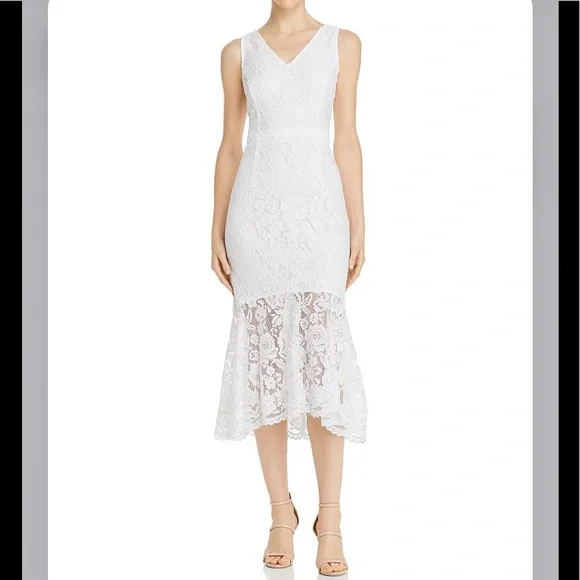 nanette lepore white lace dress Nanette Nanette Lepore womens Lace Midi Dress, 10, White